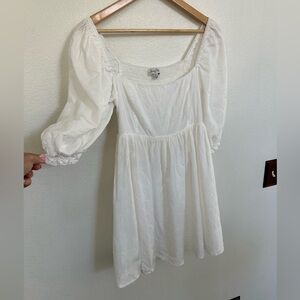 Lovely Day White Dress with Puff Sleeves